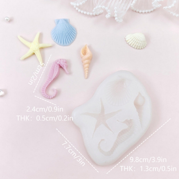 Khuôn Silicon - Sinh Vật Biển TH - Cá Ngựa Sò Ốc Sao - 4c