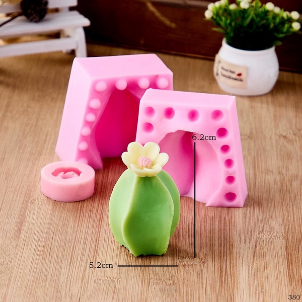 Khuôn Silicon - Sen Đá 2 Mảnh Khía Quanh Có Hoa 6.2cm
