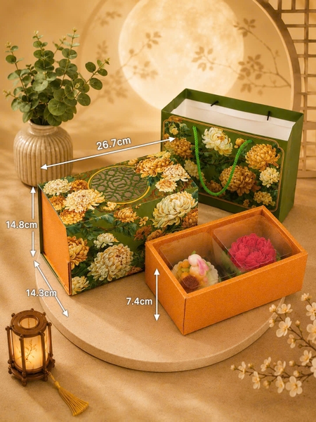 Hộp Giấy - Bánh Trung Thu Quai Xách - 4 Bánh - 4B06 - 4 Bánh Cao Hoàng Cúc