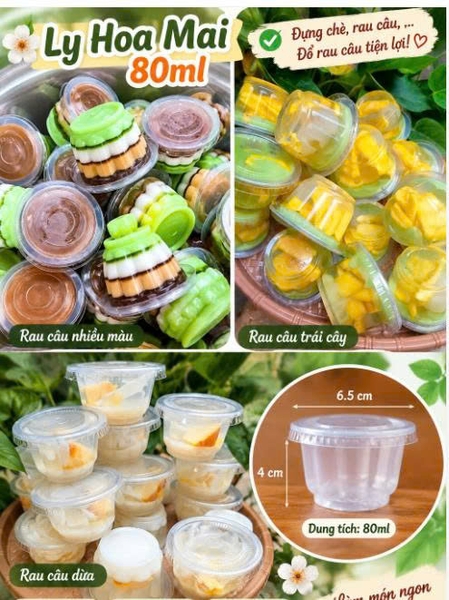 Ly Nhựa - Hoa Mai 80ml - Set 50