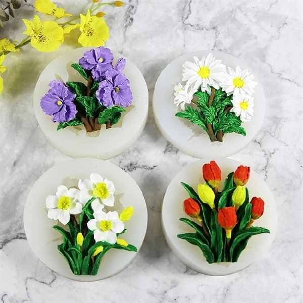 Khuôn Silicon - Hoa Tulip - SL95 - Chùm Hoa Tilip 8.1cm