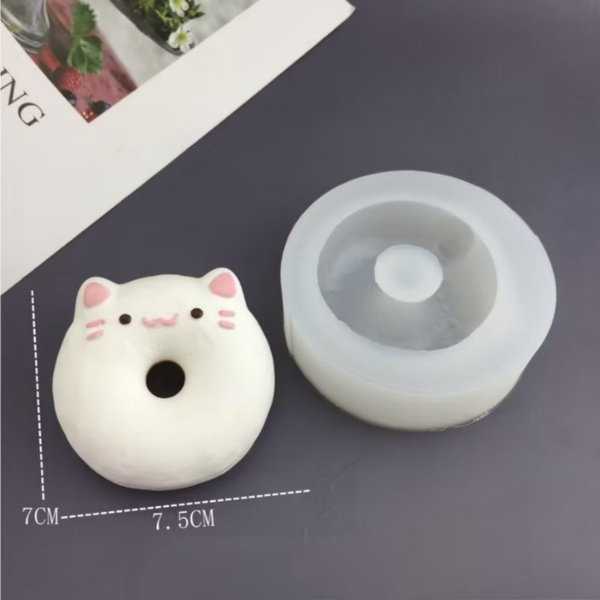 Khuôn Silicon - Mèo Kitty - Khúc Bạch Donut Mèo 7.5cm