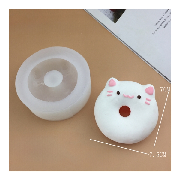 Khuôn Silicon - Mèo Kitty - Khúc Bạch Donut Mèo 7.5cm