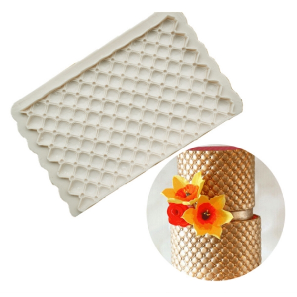 Khuôn Silicon - Viền Mảng 2D - Tứ Giác Chấm 16x10cm