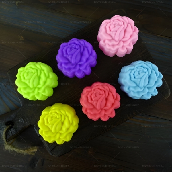 [10 cup] Khuôn Silicon - Cup Set 5cm - M03 - Hoa Hồng Kiểu
