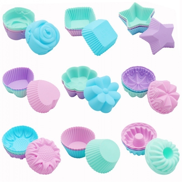 [10 cup] Khuôn Silicon - Cup Set 7cm - M08 - Hoa Hồng