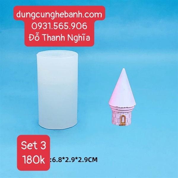 Khuôn Silicon - Lâu Đài - Set 3 Chóp Tháp 6-7-9cm