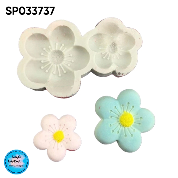 Khuôn Silicon - Hoa Mai Đào Nằm - 3.3-4.5cm - 2c Nhụy