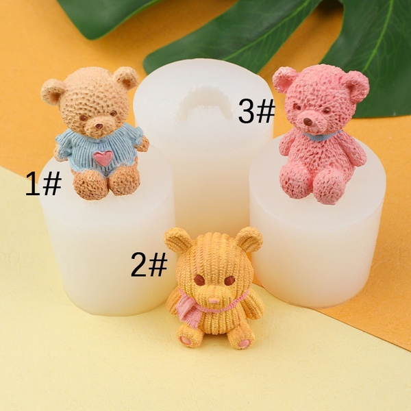 Combo 3 Khuôn Silicon Set 3 Gấu Ngồi