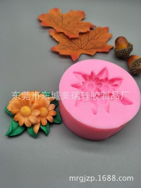 Khuôn Silicon - Chùm Hoa Cúc - Kèm Lá 5cm