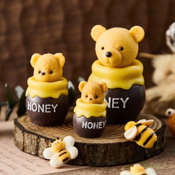 Khuôn Silicon - Động Vật - Gấu Honey 2 Mảnh 2.5cm