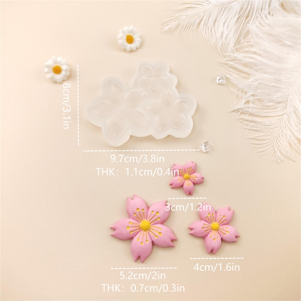 Khuôn Silicon - Hoa Mai Đào Nằm - 3-4-5cm - 3c Cánh Cắt