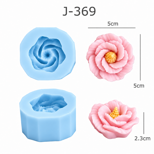 Khuôn Silicon -  Hoa Cúc Nhụy Cánh Xoay Nhiều Tầng J-369
