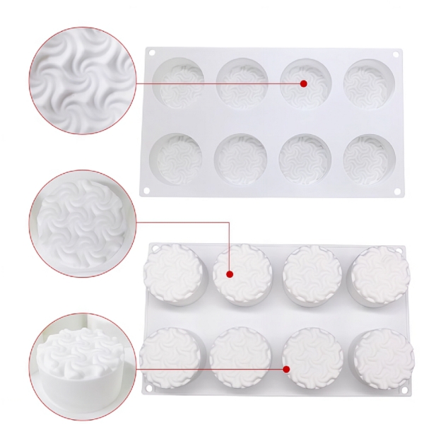 Khuôn Silicon - Đế Tròn Xoắn 8c 6cm