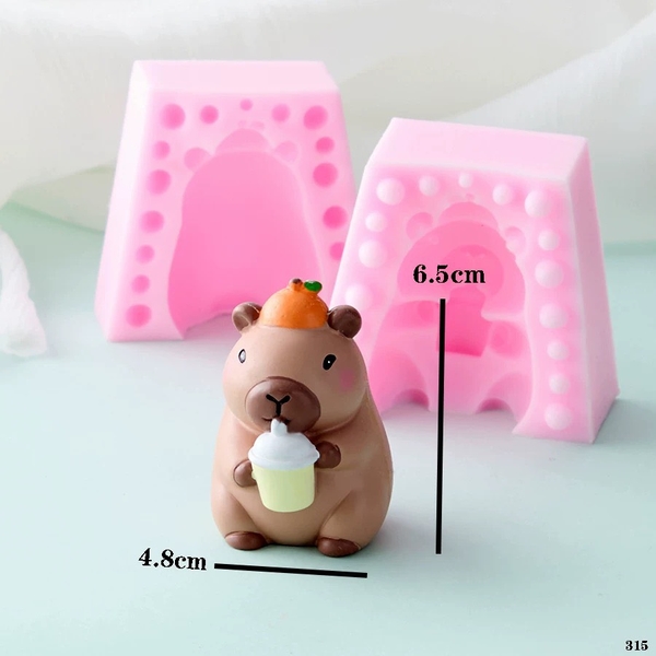 Khuôn Silicon - Động Vật - Capybara 2 Mảnh Trà Sữa 6Cm