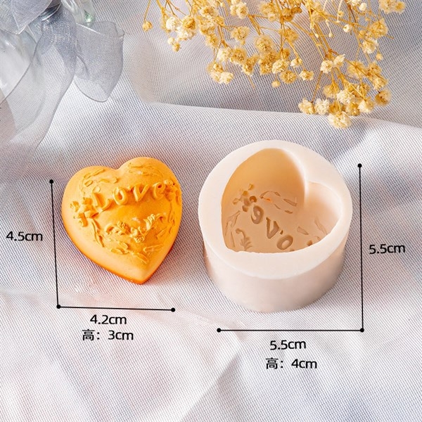 Khuôn Silicon - Trái Tim Kiểu - Set 4 Tim Love Hoa