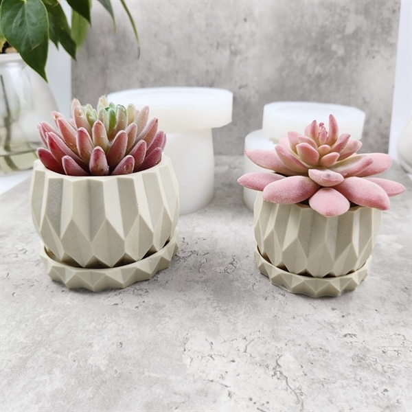 Khuôn Silicon - Chậu Cây - Đa Giác 7.5cm