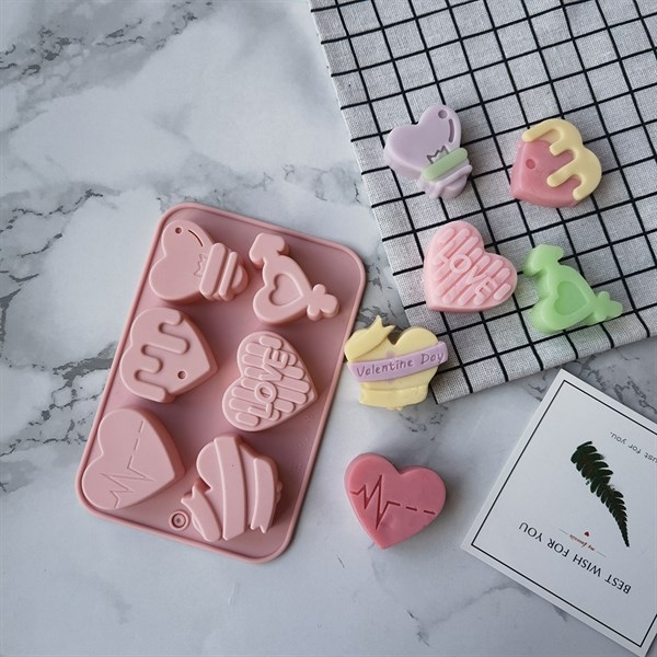 Khuôn Silicon - Trái Tim Kiểu - Vĩ 6c TH Love Nhịp