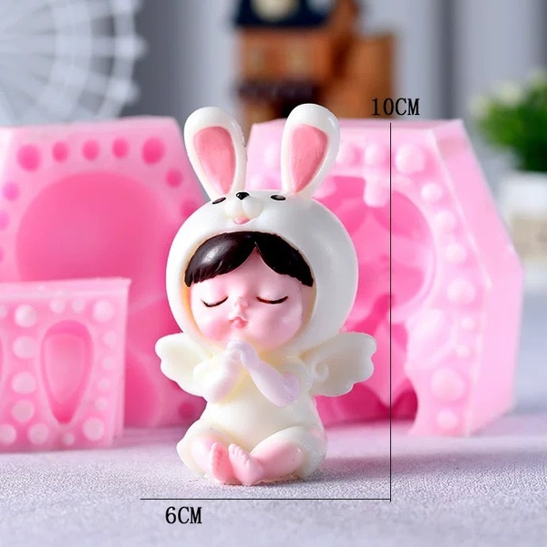 Khuôn Silicon - Em Bé - Bé Gái Thiên Thần 2 Mảnh 10cm