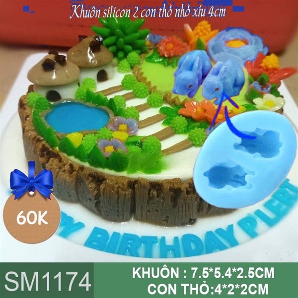 Khuôn Silicon - Động Vật - Con Thỏ - Tai Dài