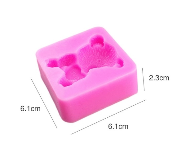 Khuôn Silicon - Động Vật - Gấu Tim Ngồi Love 4.8cm