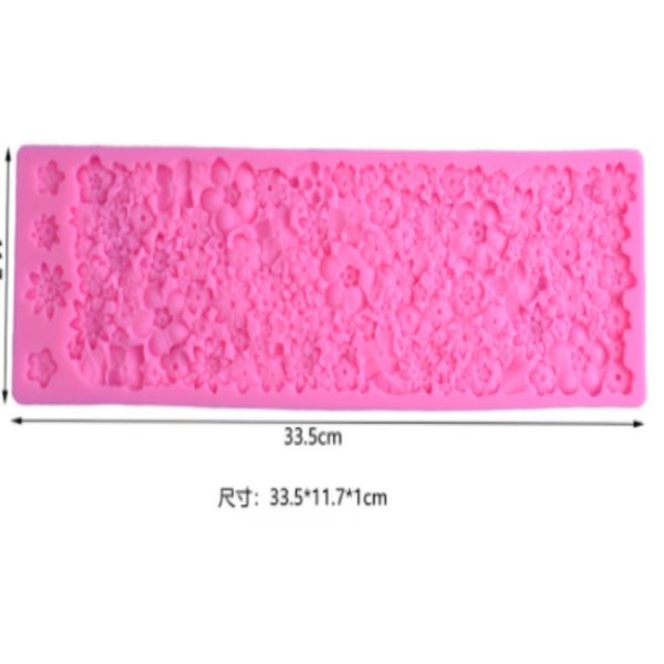 Khuôn Silicon - Viền Mảng Họa Tiết - Hoa Mai 33.5x11cm