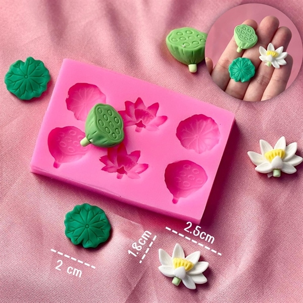 Khuôn Silicon - Hoa Sen Đài Lá Nhỏ 2.5cm 6c