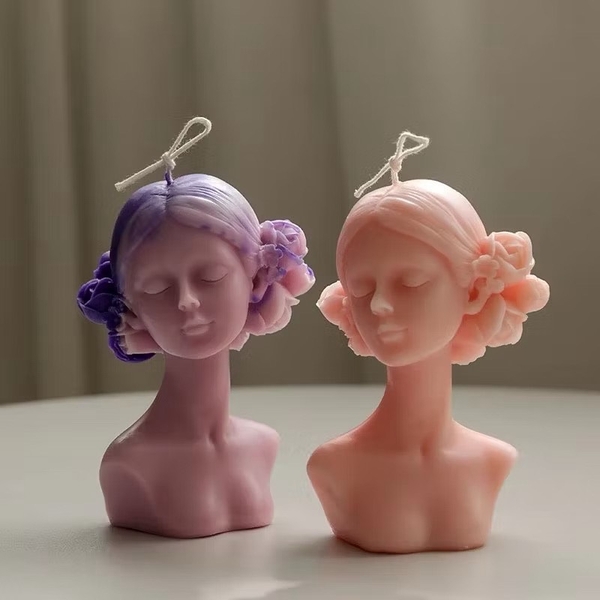 Khuôn Silicon - Cô Gái Cài Hoa Tóc 12cm