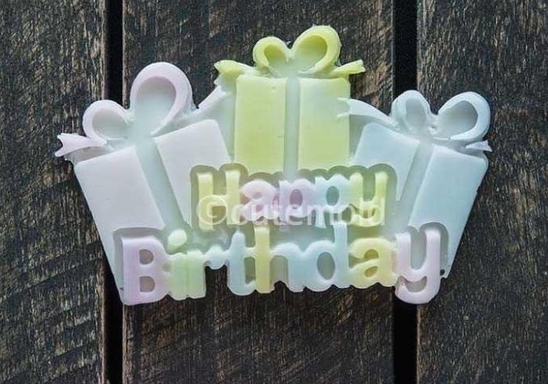 Khuôn Silicon - Chữ Happy - Happy 3 Hộp Quà