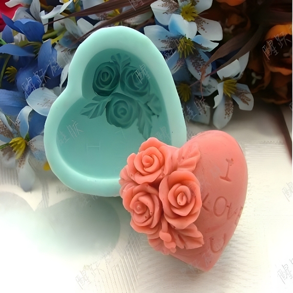 Khuôn Silicon - Trái Tim Hoa - ILU Hoa Lá 5.5cm