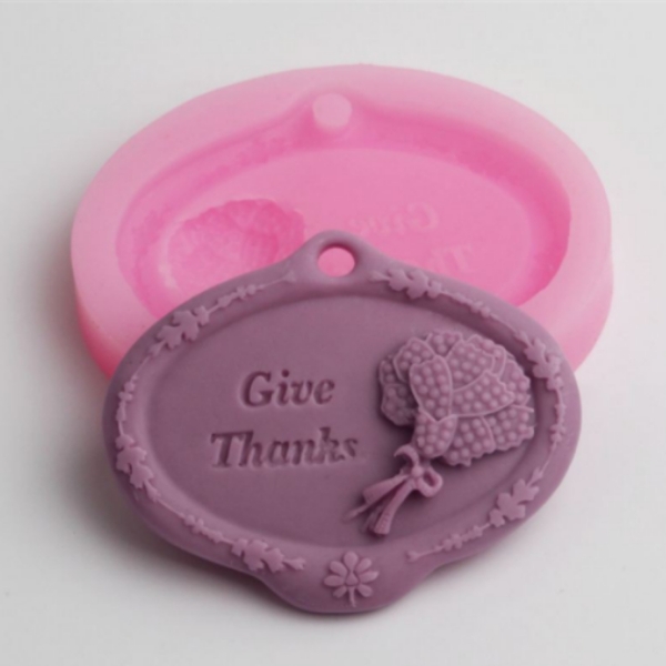 Khuôn Silicon - Chữ Give Thanks - Kèm Hoa