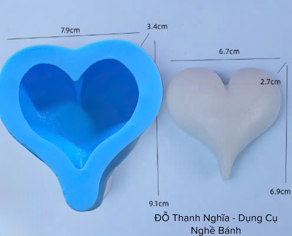 Khuôn Silicon - Trái Tim Trơn Set 2