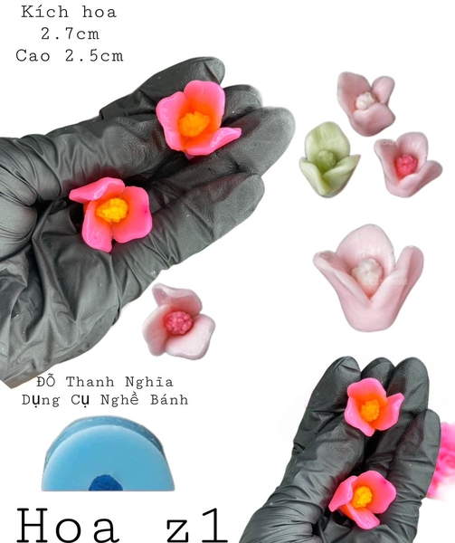 Khuôn Silicon - Hoa Trà Mẫu Đơn 3 Cánh Nhuỵ 2.5cm Z1