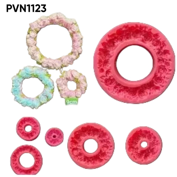 Khuôn Silicon - Vòng Tròn Hoa Hồng - Combo 3 Size