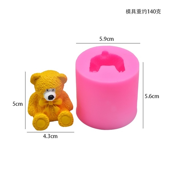 Khuôn Silicon - Động Vật - Gấu Ngồi Nơ - 5.5cm