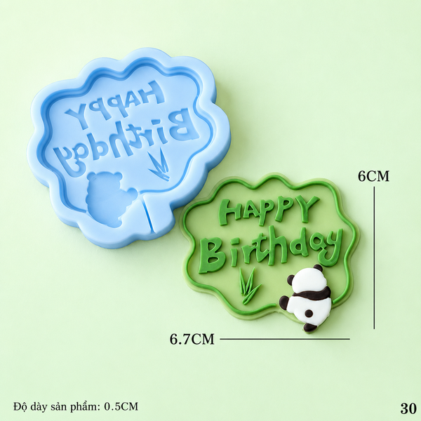 Khuôn Silicon - Chữ Happy -  Gấu Trúc Nhỏ