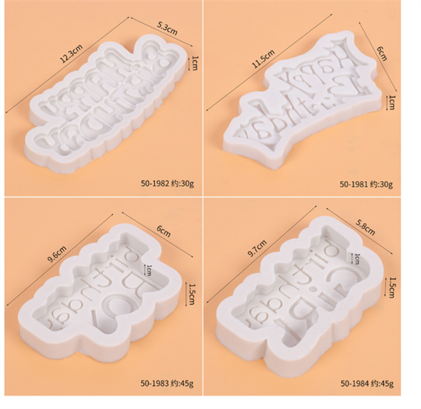 Khuôn Silicon - Chữ Happy - Đứng Cong
