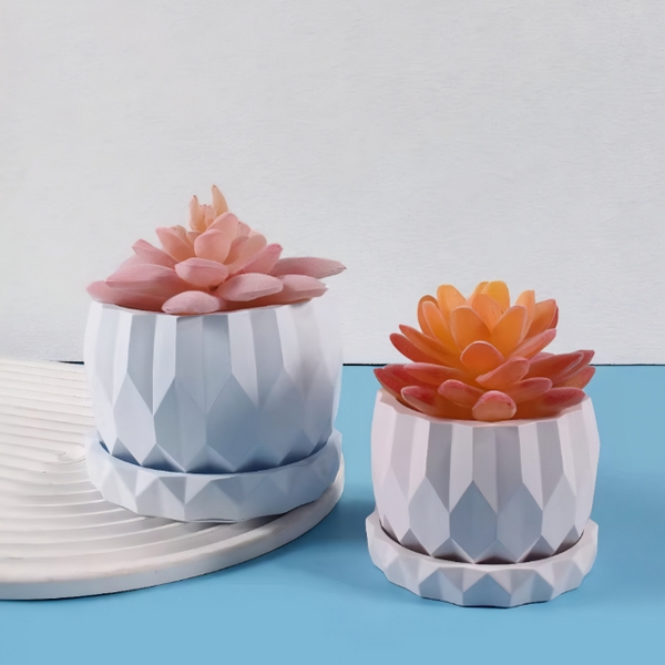 Khuôn Silicon - Chậu Cây - Đa Giác 7.9cm Kèm Đế