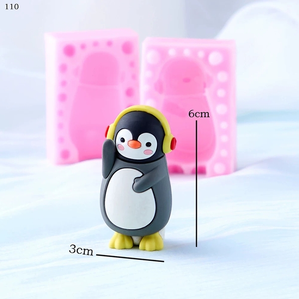 Khuôn Silicon - Động Vật - Chim Cánh Cụt 2 Mảnh 6cm Tai Nghe