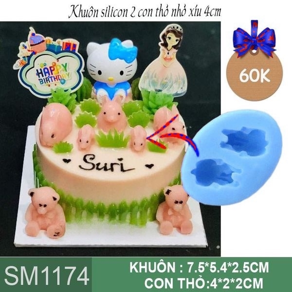 Khuôn Silicon - Động Vật - Con Thỏ - Tai Dài