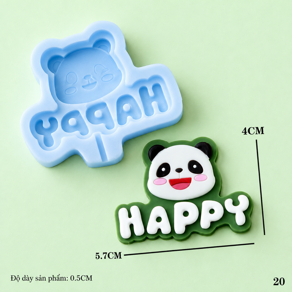 Khuôn Silicon - Động Vật - Mặt Gấu Trúc Happy