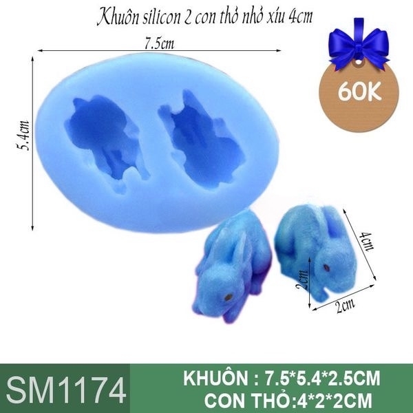 Khuôn Silicon - Động Vật - Con Thỏ - Tai Dài