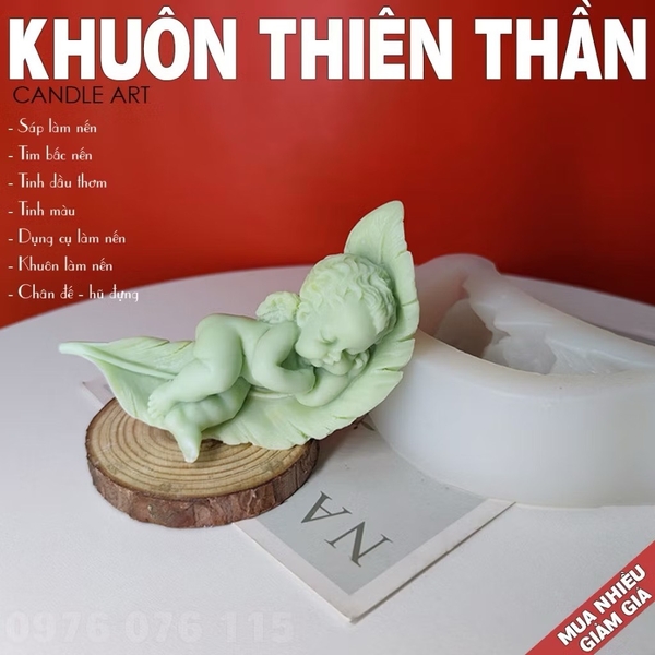 Khuôn Silicon - Em Bé - Bé Nằm Ngủ Trên Lá