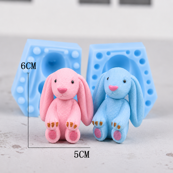 Khuôn Silicon - Động Vật - Thỏ Ngồi Tai Dài 2 Mảnh
