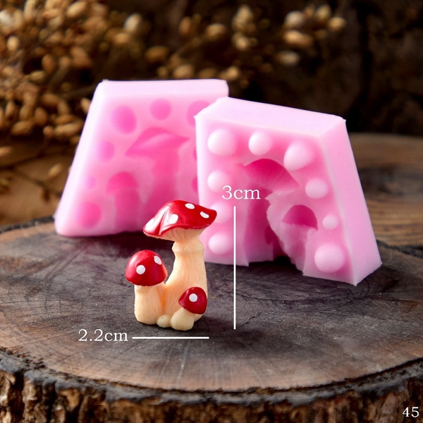 Khuôn Silicon - Rau Củ - Nấm 2 Mảnh 3cm 3c