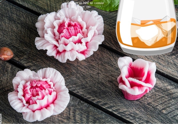Khuôn Silicon - Hoa Mẫu Đơn Set 3 - Set 3 - V69 V70 V71 mẫu đơn nhúm