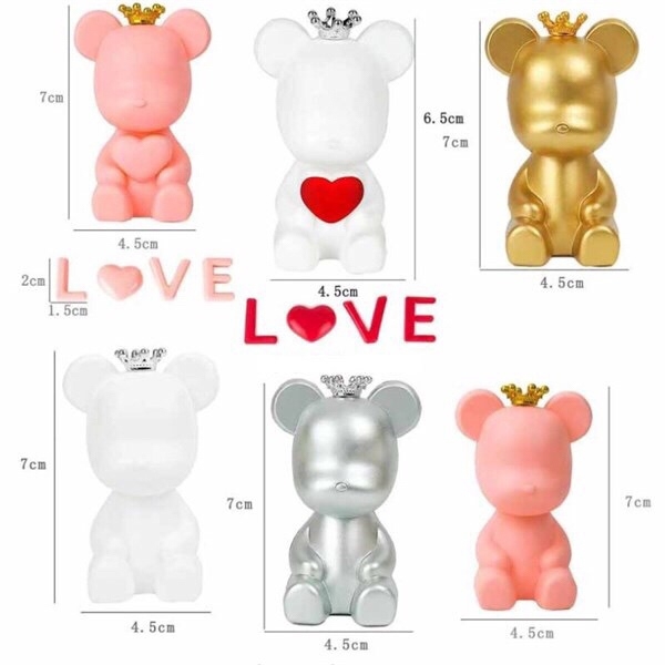 Con Gấu Nhựa - PKD - Bearbrick Xa Xỉ Hồng - Ôm Tim
