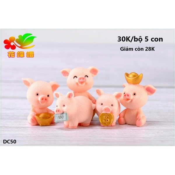 Con Heo - Lợn Nhựa - PKD - Set 5 - Thỏi Đồng Vàng