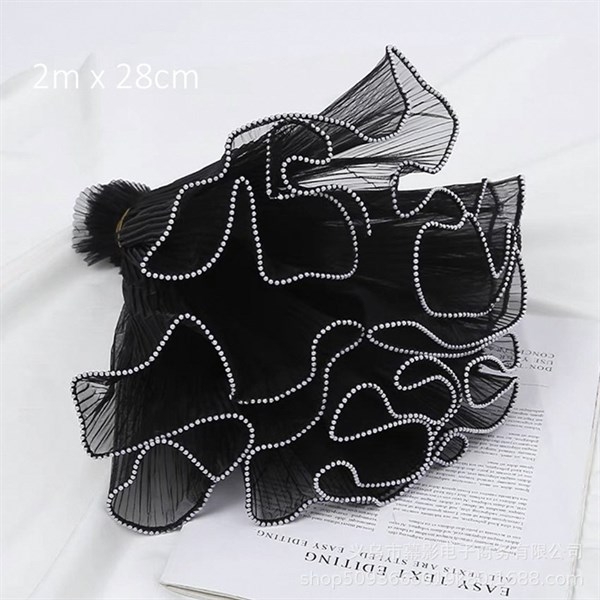 Cuộn Voan - Viền Bi -28cm Dài 2m - ĐEN