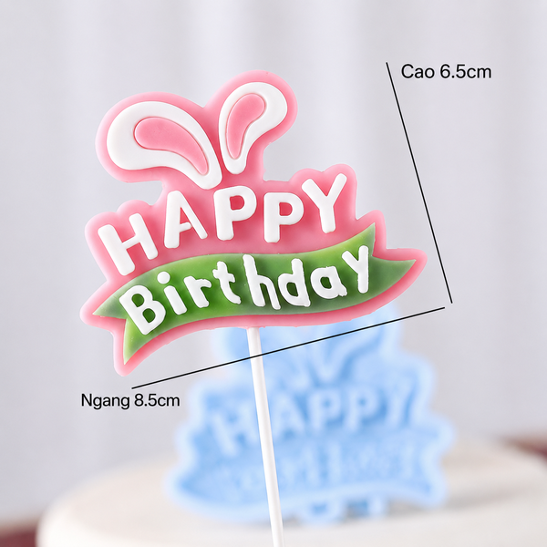 Khuôn Silicon - Chữ Happy -  Happy Tai Thỏ